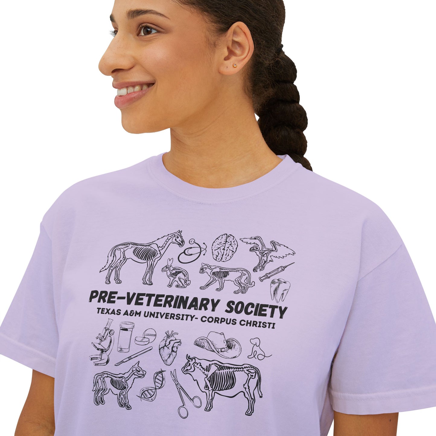 Pre-Vet Society Animal Anatomy Comfort Colors Women's Crop Boxy Tee