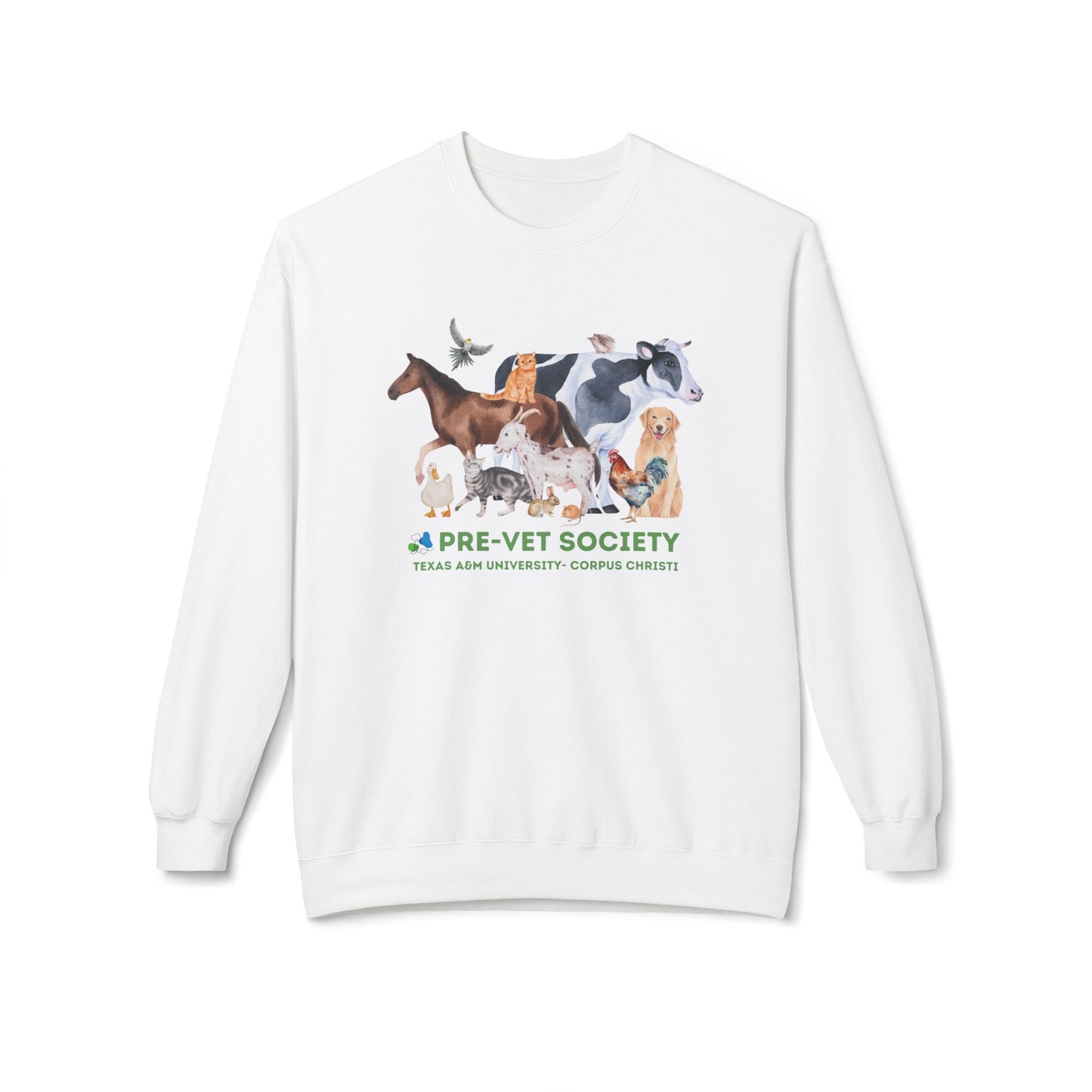 Pre-Vet Society Animal Watercolor Design Gildan Midweight Softstyle Fleece Crewneck Sweatshirt Unisex