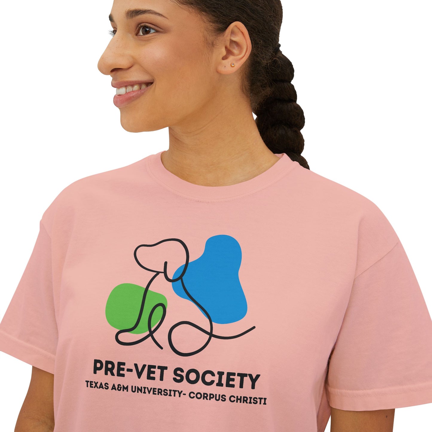 Pre-Vet Society Logo Comfort Colors Women's Crop Boxy Tee