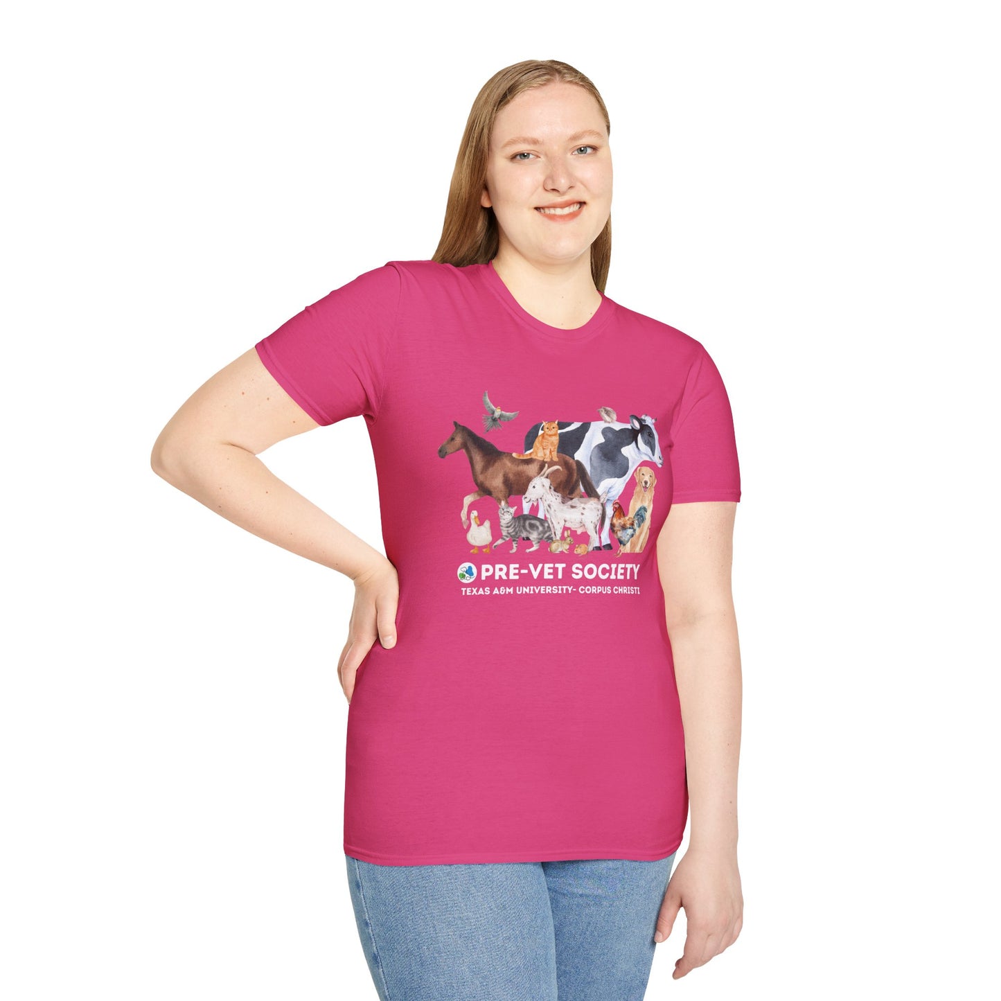 Pre-Vet Society Watercolor Animals Design Gildan Softstyle T-Shirt Unisex