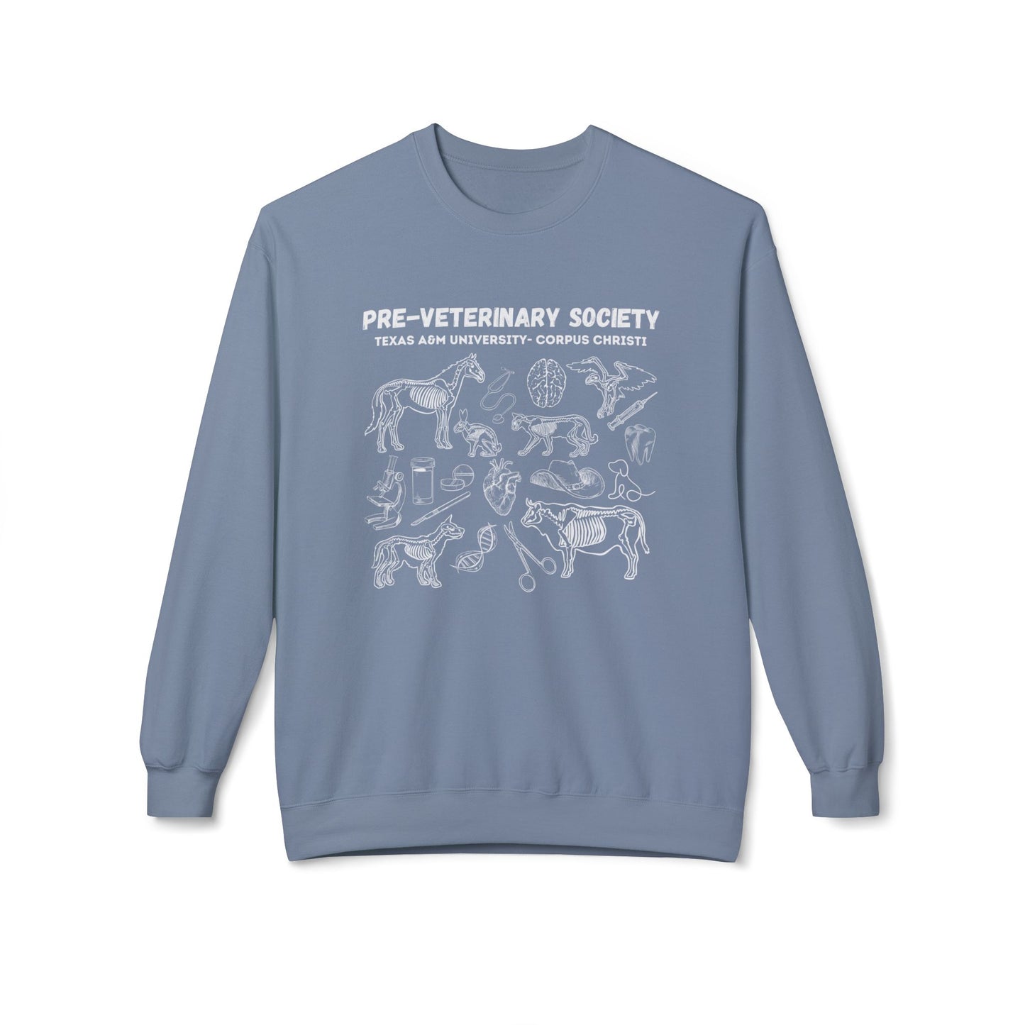 Pre-Vet Society Animal Anatomy Gildan Midweight Softstyle Fleece Crewneck Sweatshirt Unisex