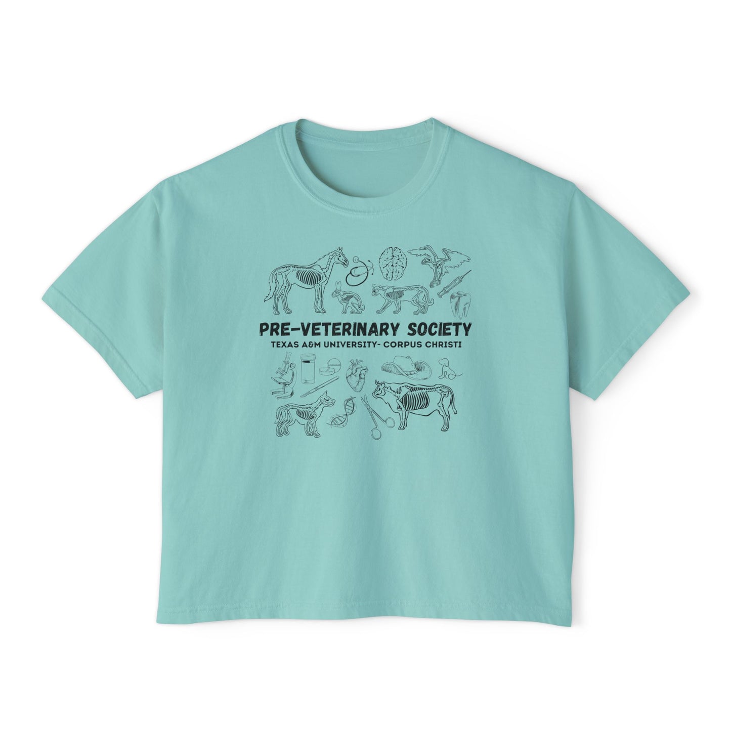 Pre-Vet Society Animal Anatomy Comfort Colors Women's Crop Boxy Tee
