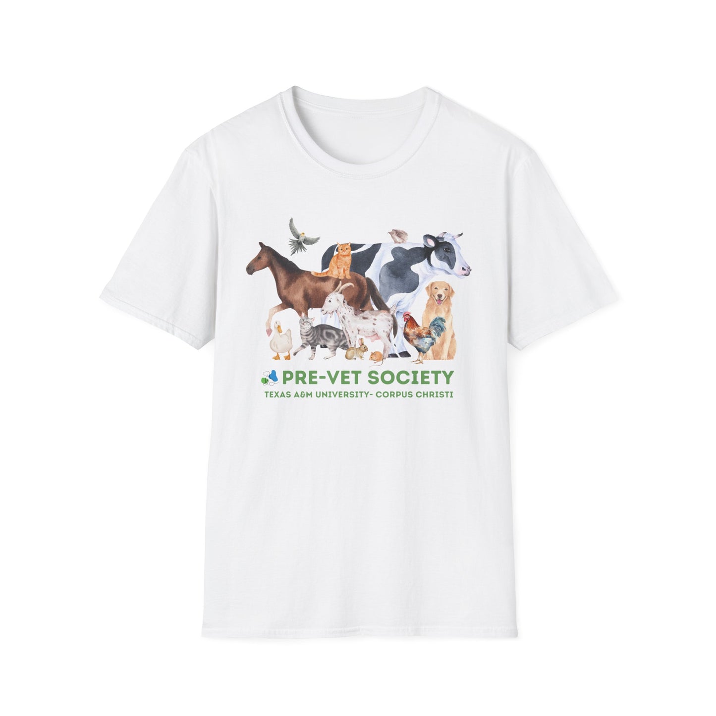 Pre-Vet Society Watercolor Animals Design Gildan Softstyle T-Shirt Unisex