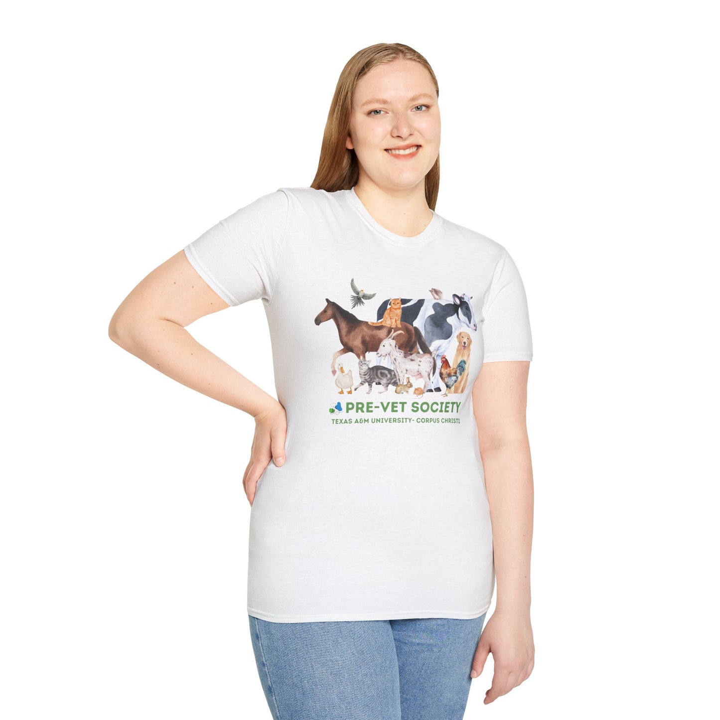 Pre-Vet Society Watercolor Animals Design Gildan Softstyle T-Shirt Unisex