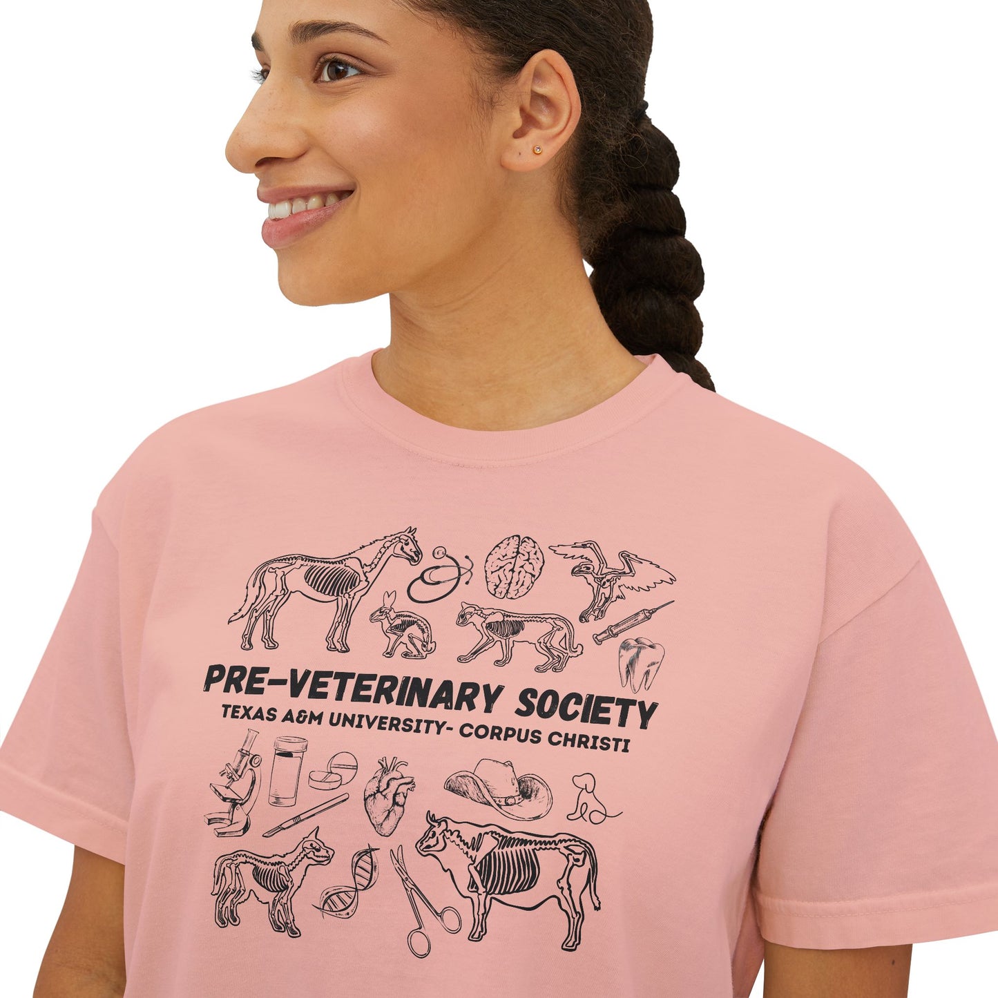 Pre-Vet Society Animal Anatomy Comfort Colors Women's Crop Boxy Tee