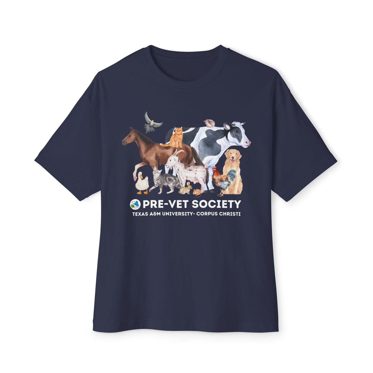 Pre-Vet Society Watercolor Animals Bella Canvas Oversized Boxy Tee Unisex