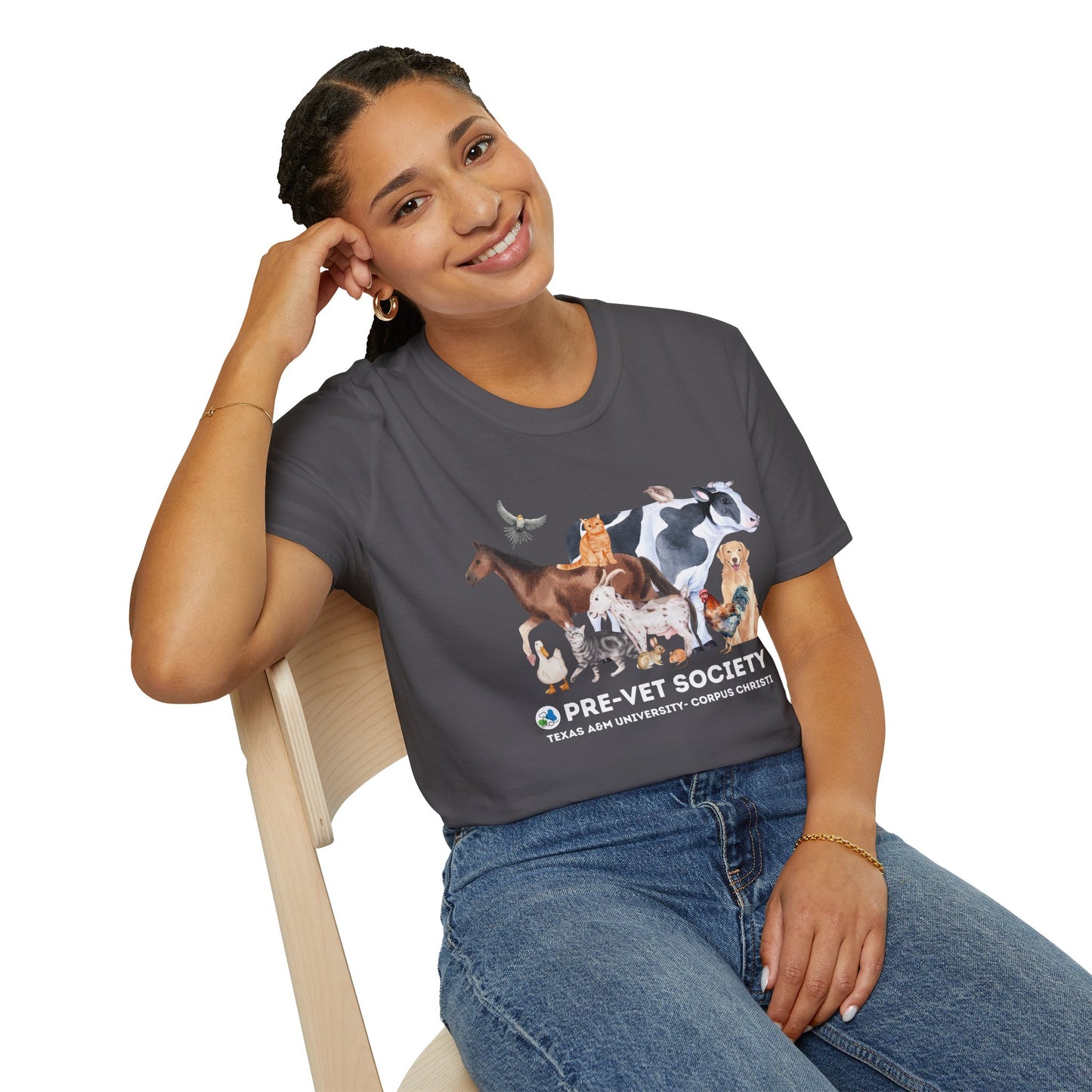 Pre-Vet Society Watercolor Animals Design Gildan Softstyle T-Shirt Unisex