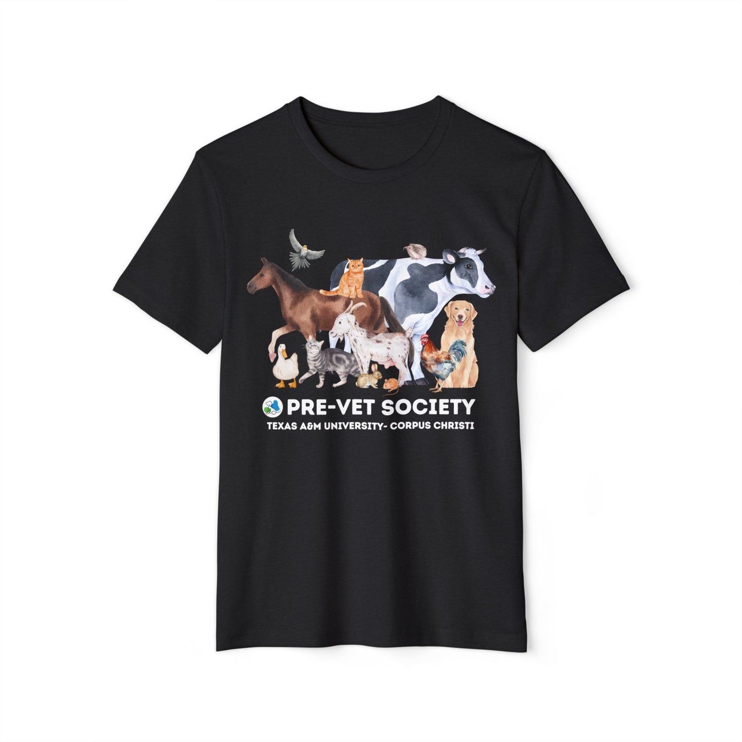 Pre-Vet Society Watercolor Animals Unisex Bella Canvas Recycled Organic T-Shirt