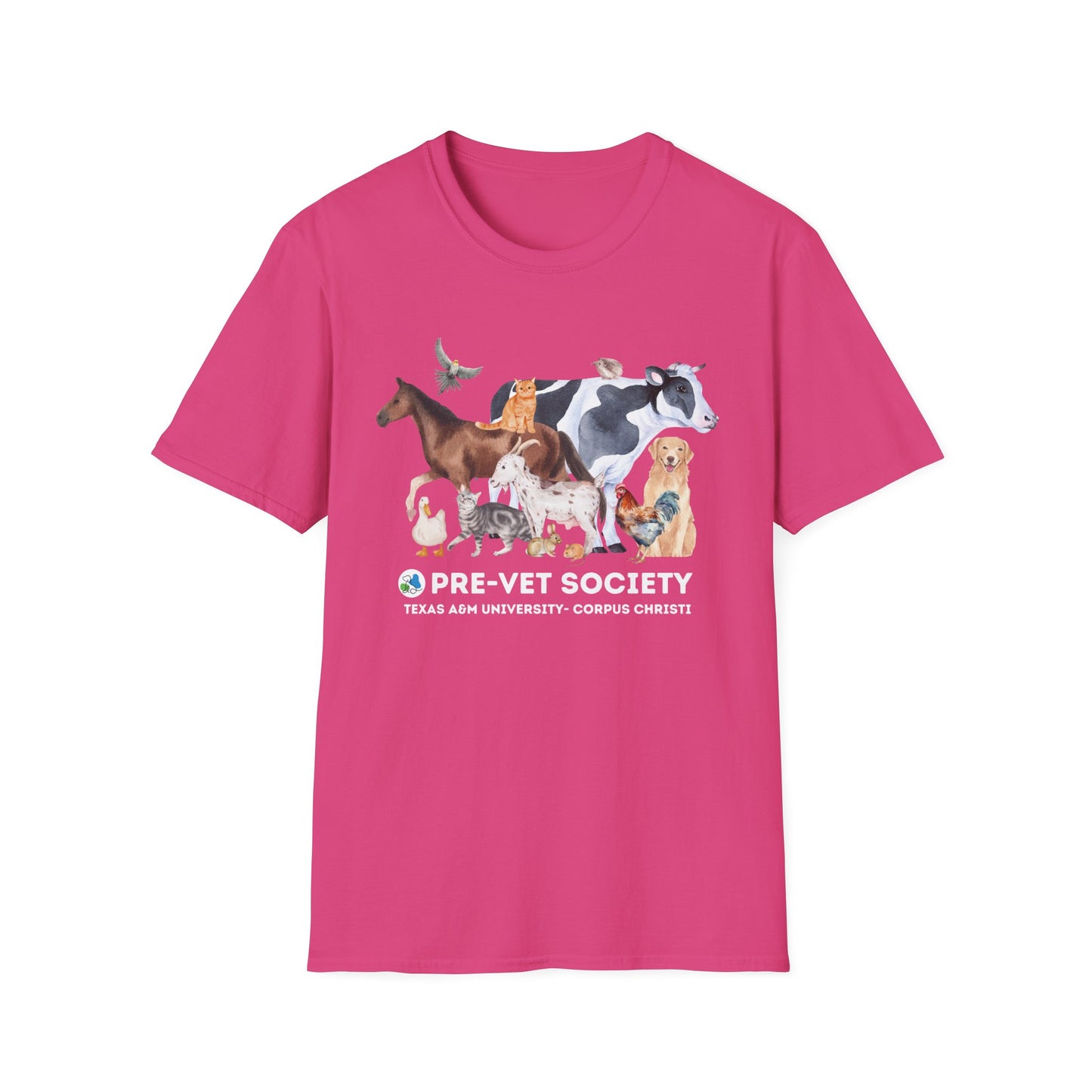 Pre-Vet Society Watercolor Animals Design Gildan Softstyle T-Shirt Unisex