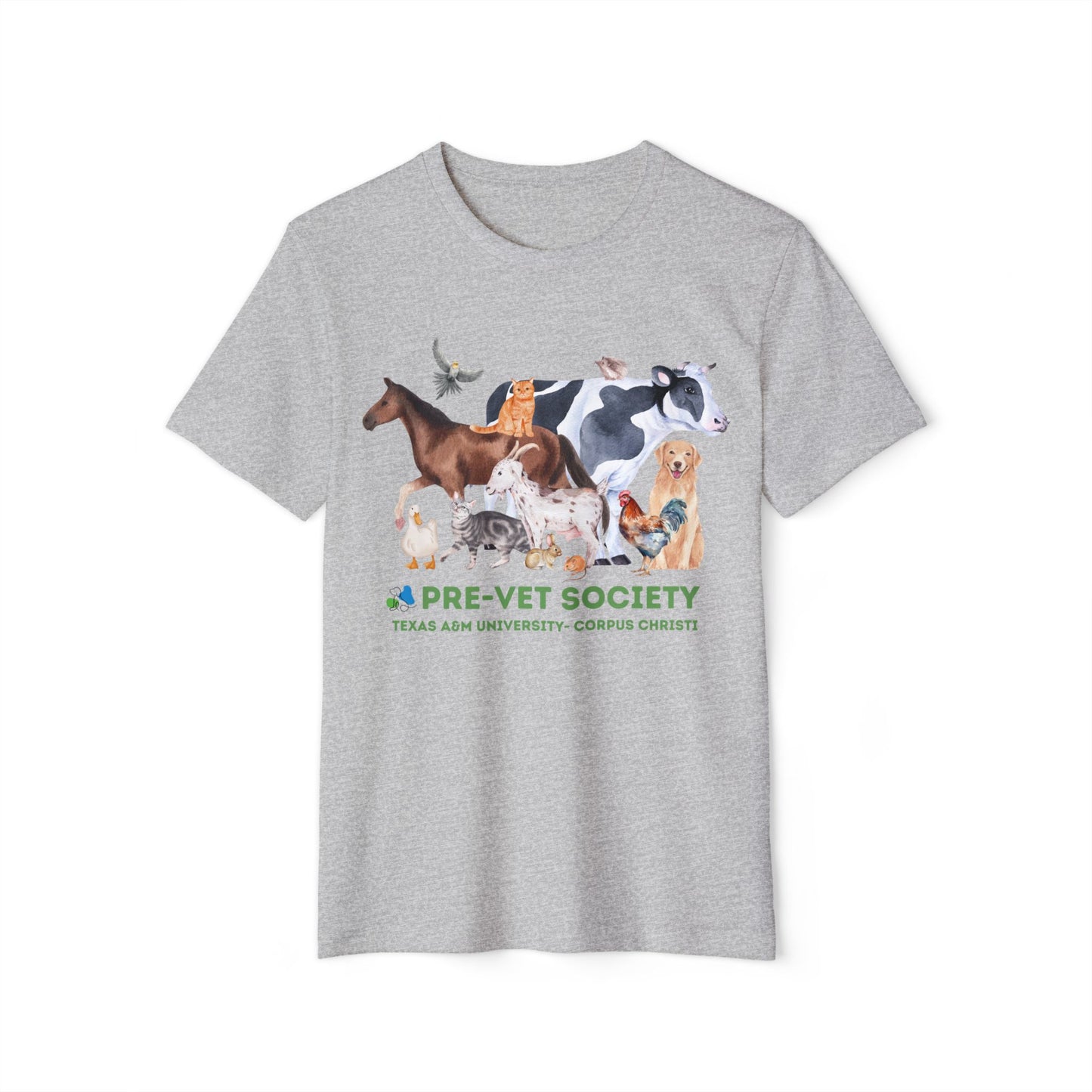 Pre-Vet Society Watercolor Animals Unisex Bella Canvas Recycled Organic T-Shirt