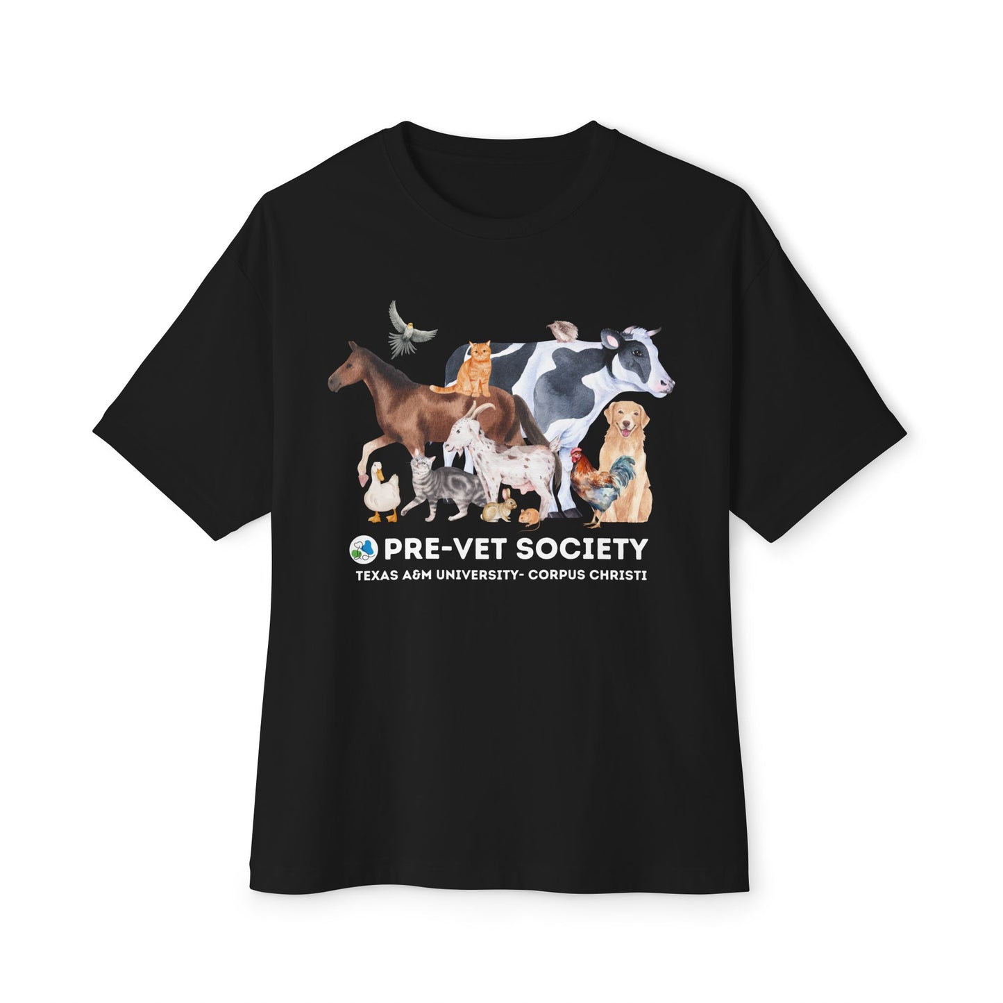 Pre-Vet Society Watercolor Animals Bella Canvas Oversized Boxy Tee Unisex
