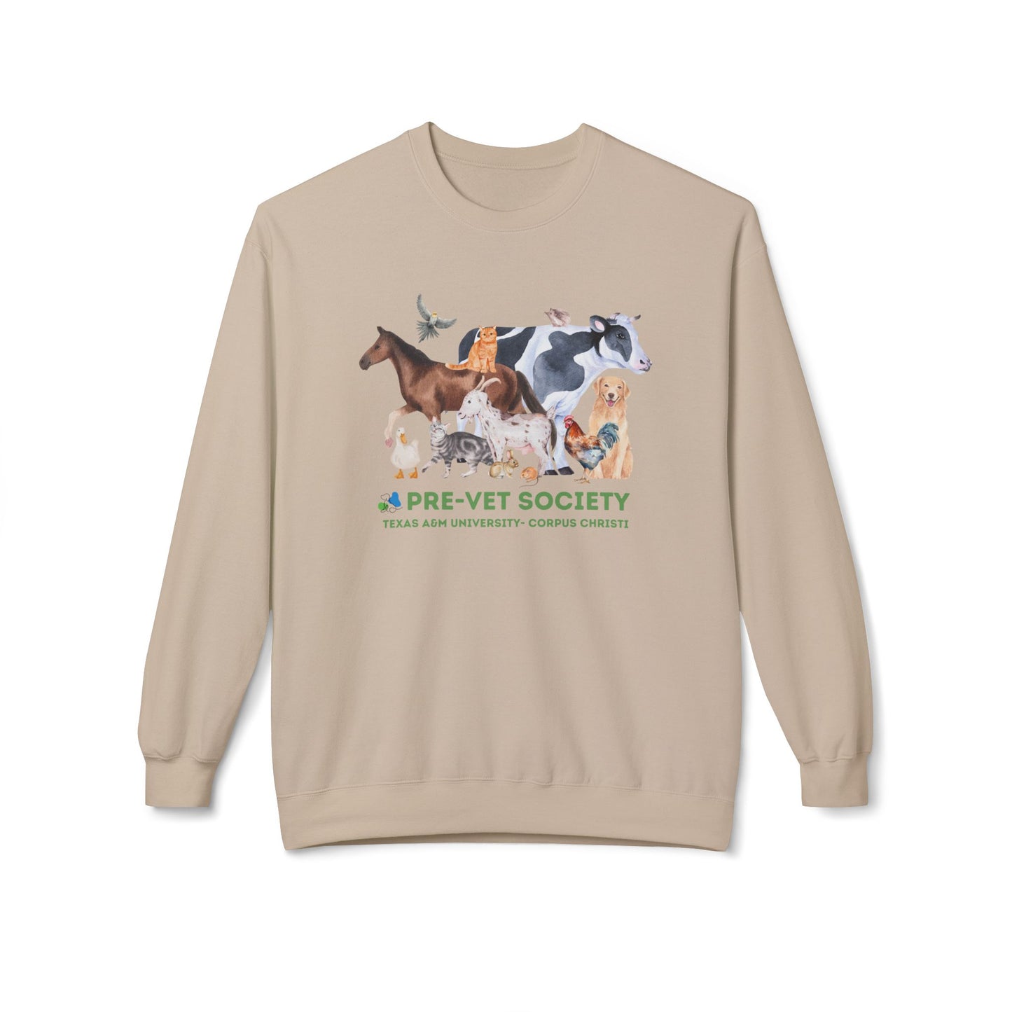 Pre-Vet Society Animal Watercolor Design Gildan Midweight Softstyle Fleece Crewneck Sweatshirt Unisex