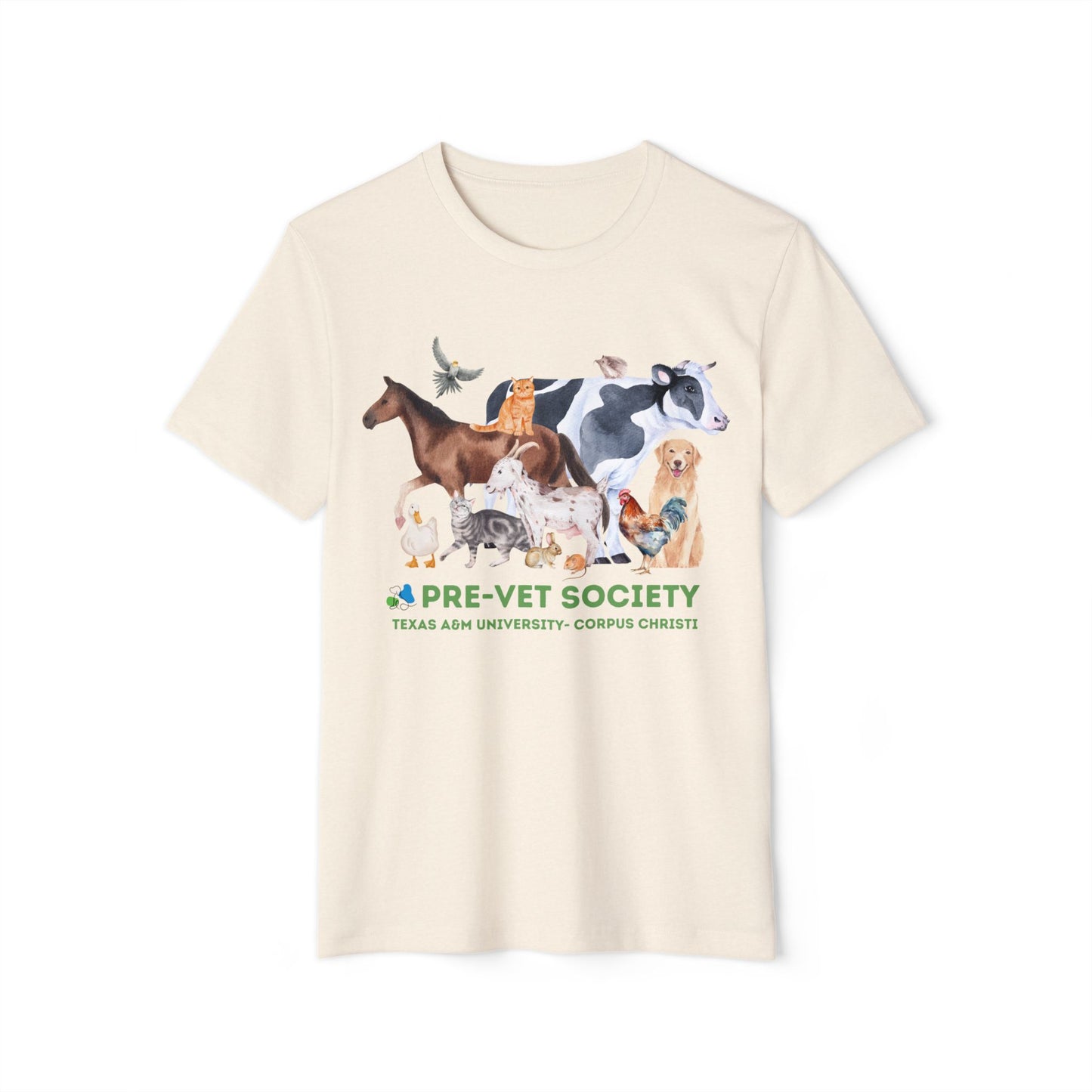 Pre-Vet Society Watercolor Animals Unisex Bella Canvas Recycled Organic T-Shirt