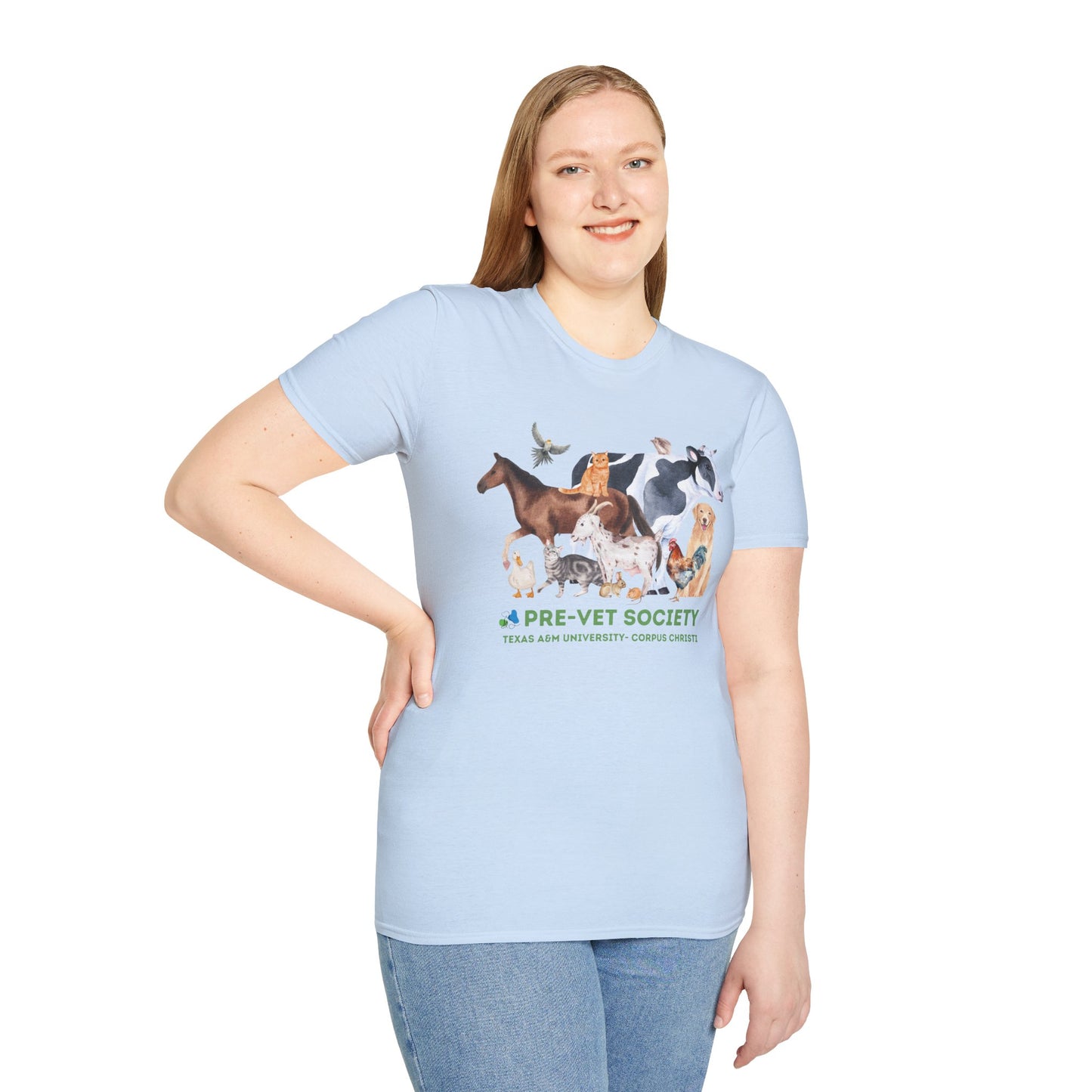 Pre-Vet Society Watercolor Animals Design Gildan Softstyle T-Shirt Unisex