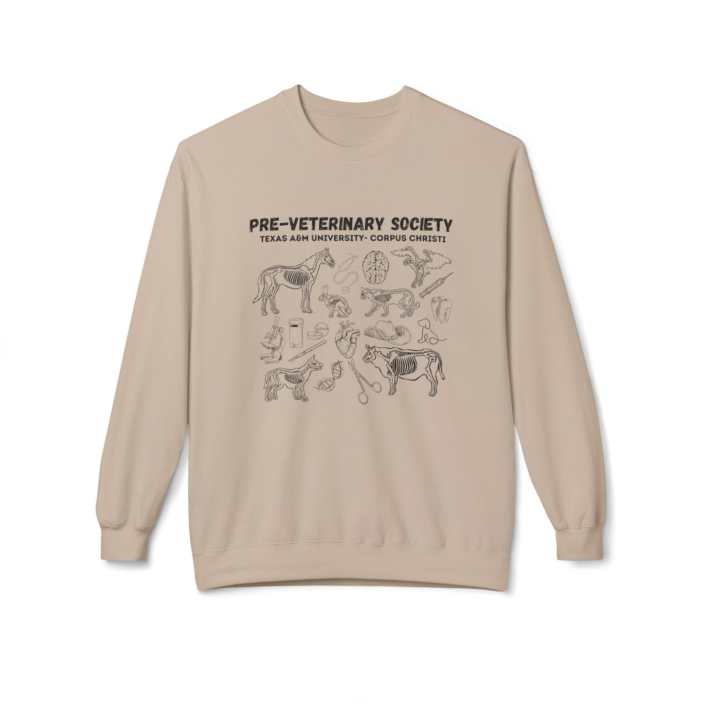Pre-Vet Society Animal Anatomy Gildan Midweight Softstyle Fleece Crewneck Sweatshirt Unisex