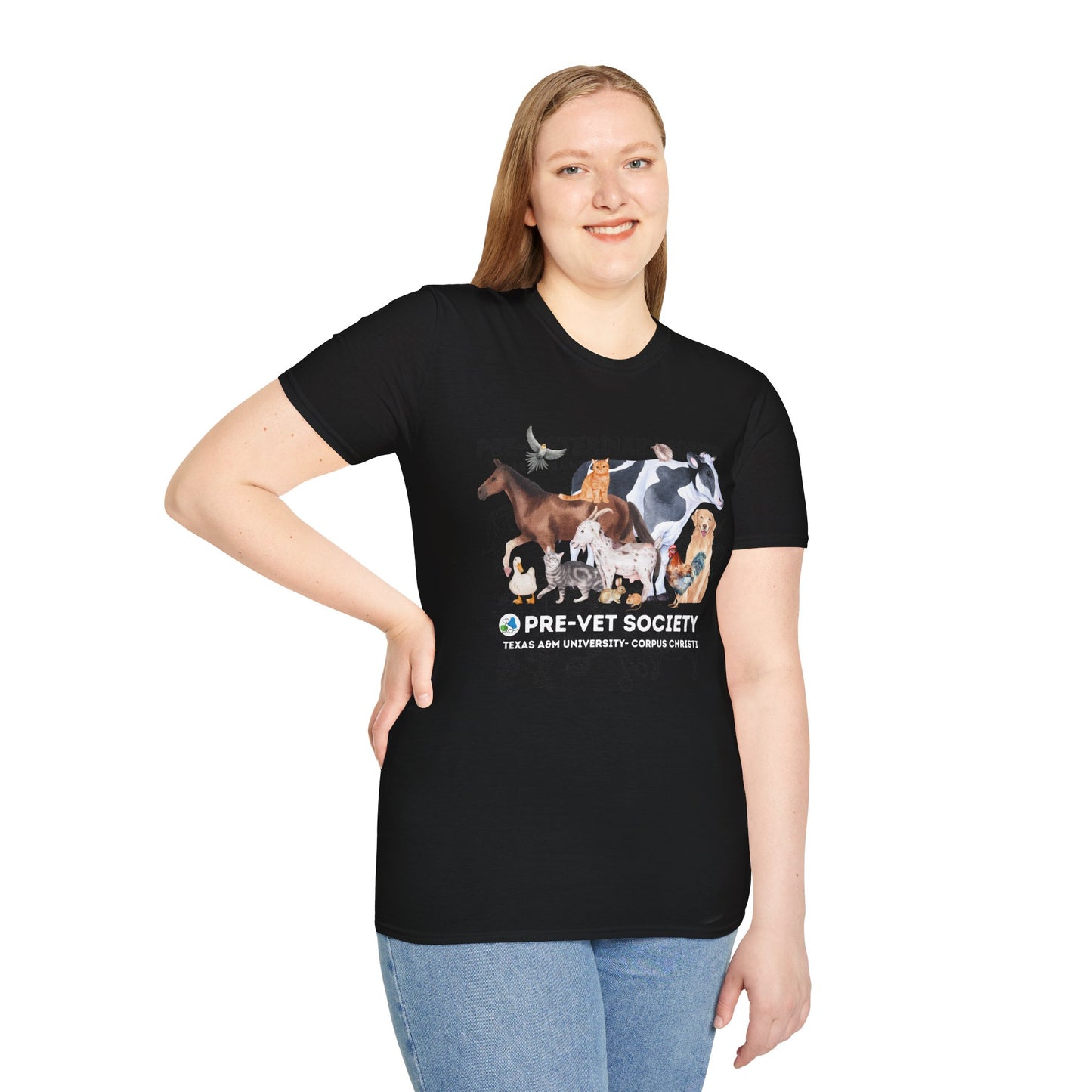 Pre-Vet Society Watercolor Animals Design Gildan Softstyle T-Shirt Unisex