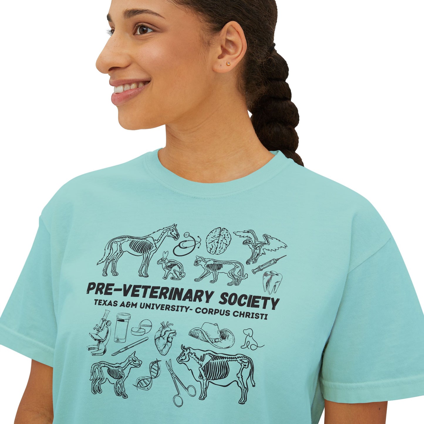 Pre-Vet Society Animal Anatomy Comfort Colors Women's Crop Boxy Tee