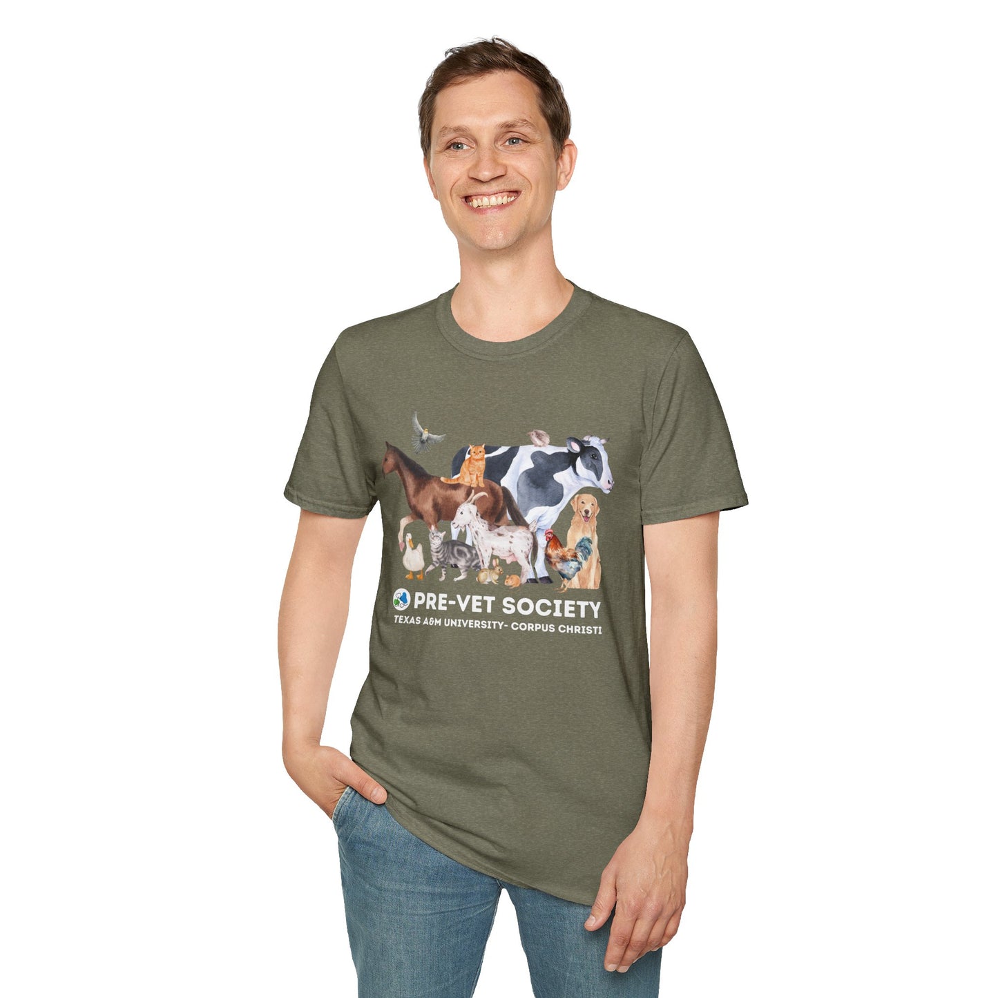 Pre-Vet Society Watercolor Animals Design Gildan Softstyle T-Shirt Unisex