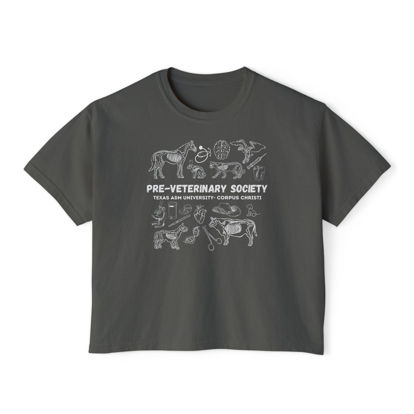 Pre-Vet Society Animal Anatomy Comfort Colors Women's Crop Boxy Tee