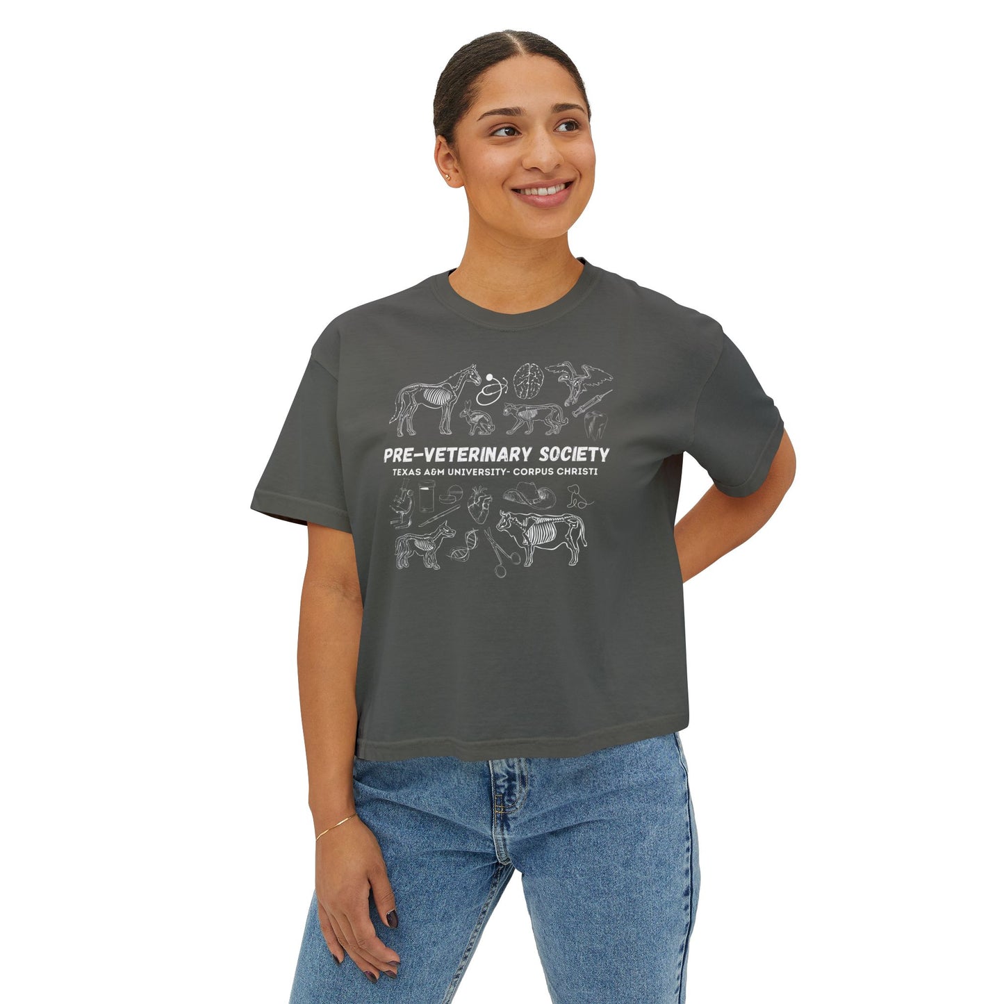 Pre-Vet Society Animal Anatomy Comfort Colors Women's Crop Boxy Tee