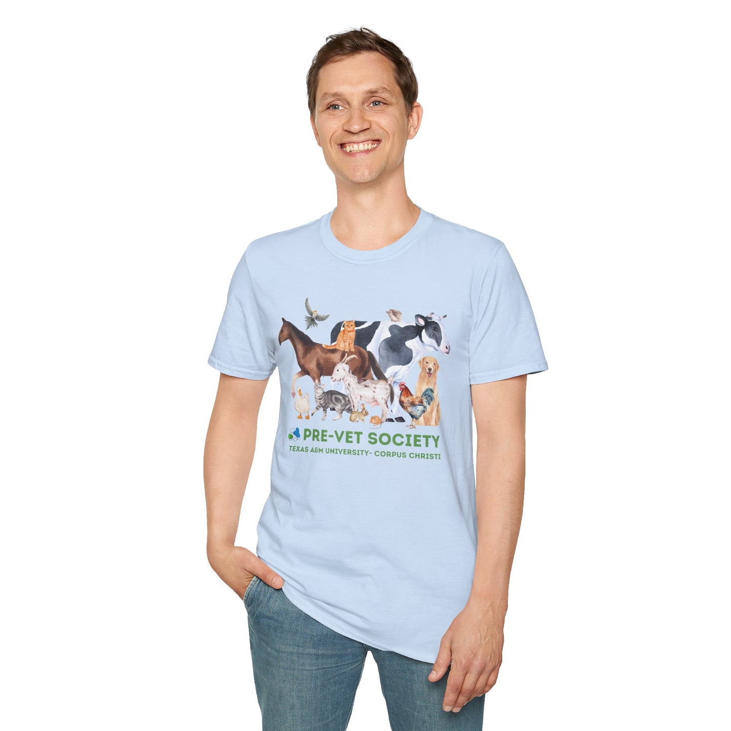 Pre-Vet Society Watercolor Animals Design Gildan Softstyle T-Shirt Unisex