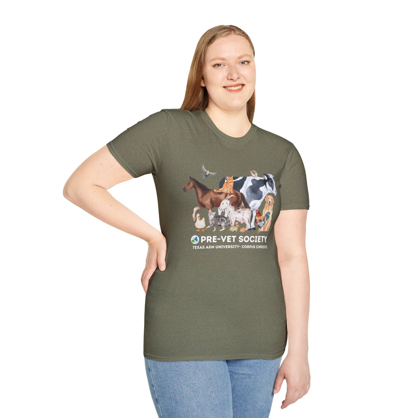 Pre-Vet Society Watercolor Animals Design Gildan Softstyle T-Shirt Unisex