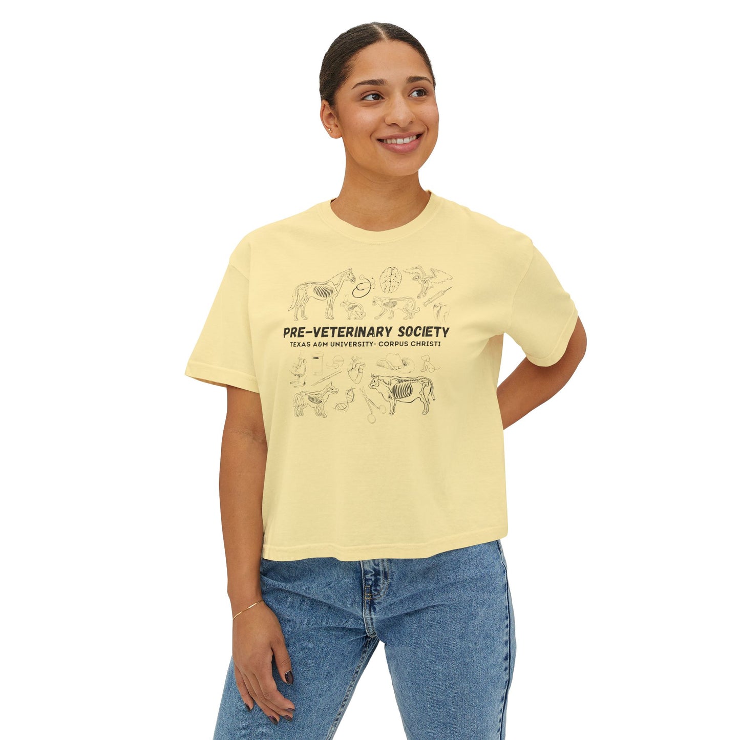Pre-Vet Society Animal Anatomy Comfort Colors Women's Crop Boxy Tee