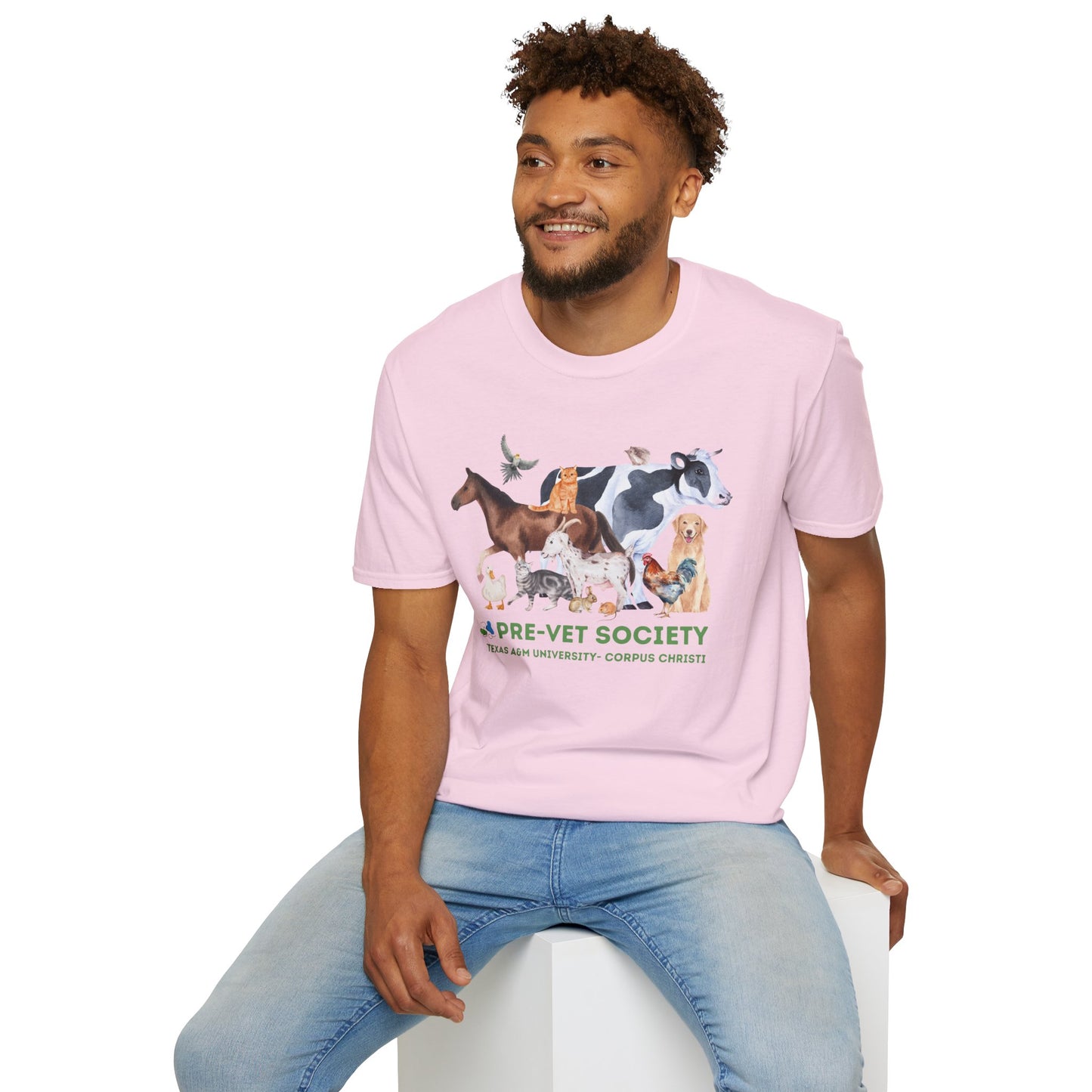 Pre-Vet Society Watercolor Animals Design Gildan Softstyle T-Shirt Unisex