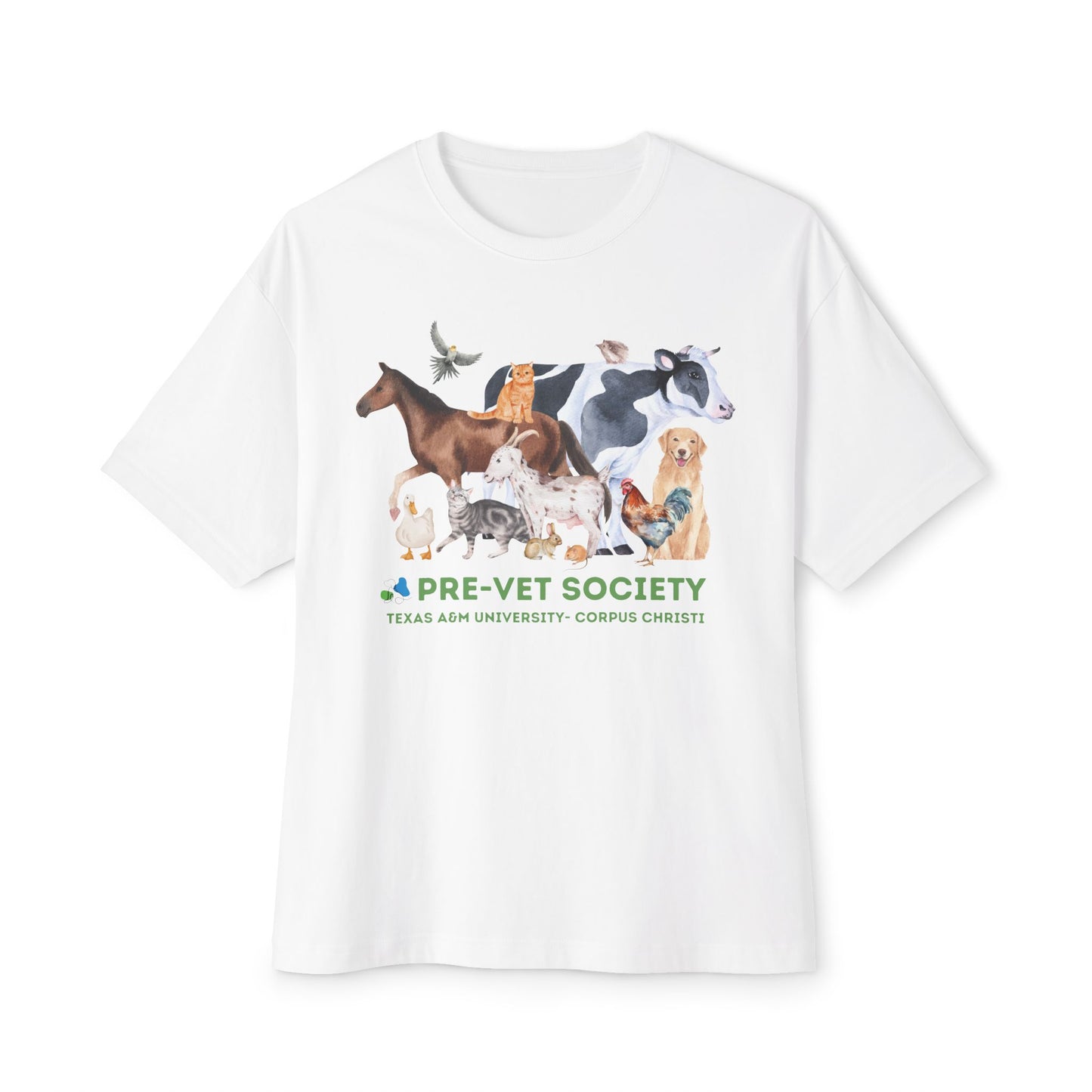 Pre-Vet Society Watercolor Animals Bella Canvas Oversized Boxy Tee Unisex