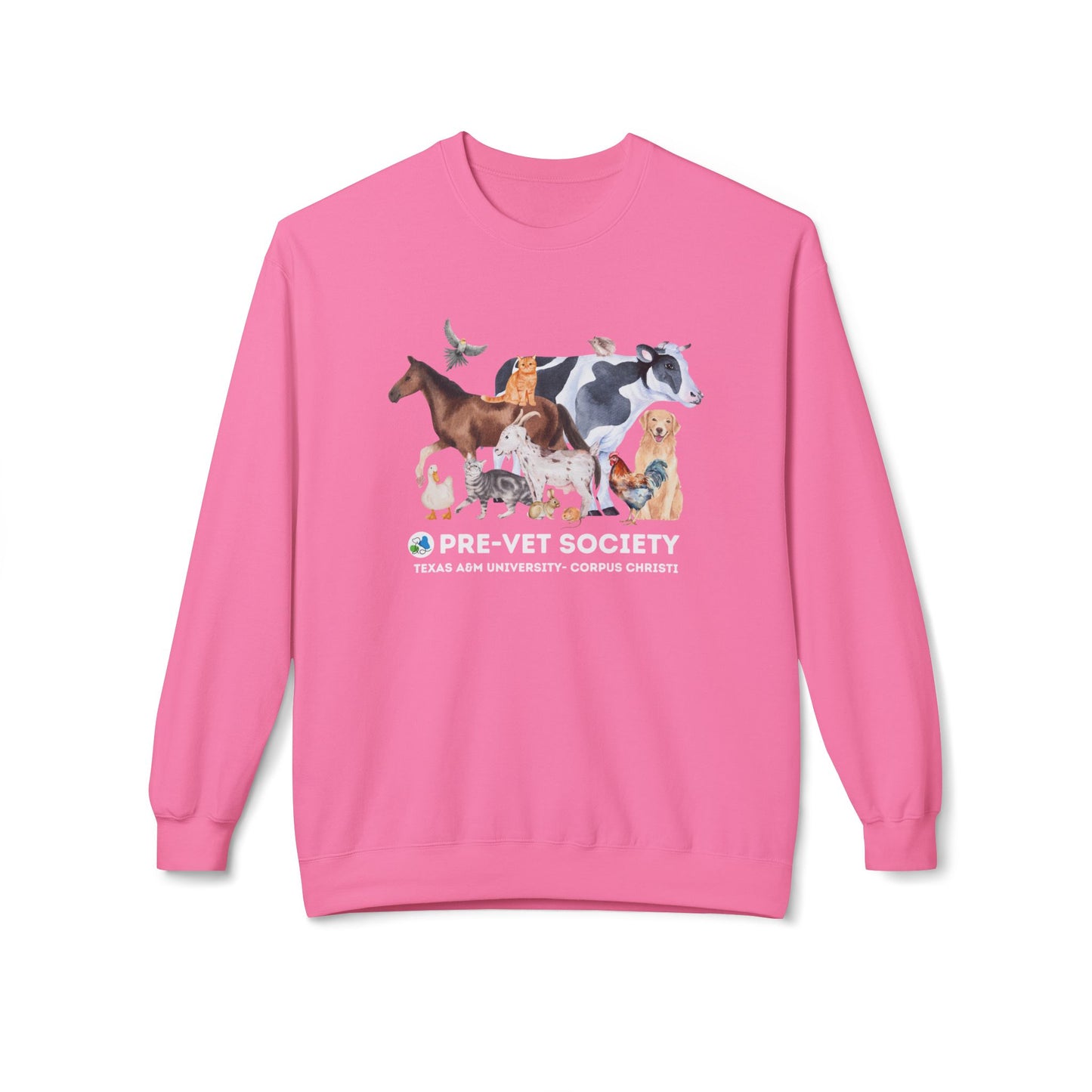 Pre-Vet Society Animal Watercolor Design Gildan Midweight Softstyle Fleece Crewneck Sweatshirt Unisex