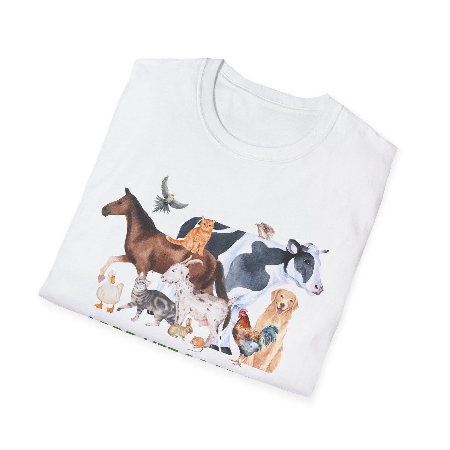 Pre-Vet Society Watercolor Animals Design Gildan Softstyle T-Shirt Unisex