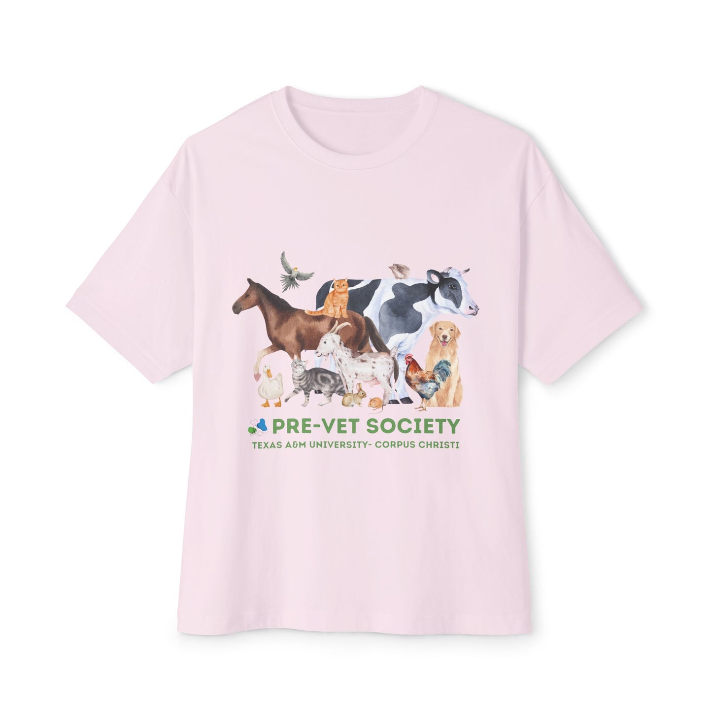 Pre-Vet Society Watercolor Animals Bella Canvas Oversized Boxy Tee Unisex