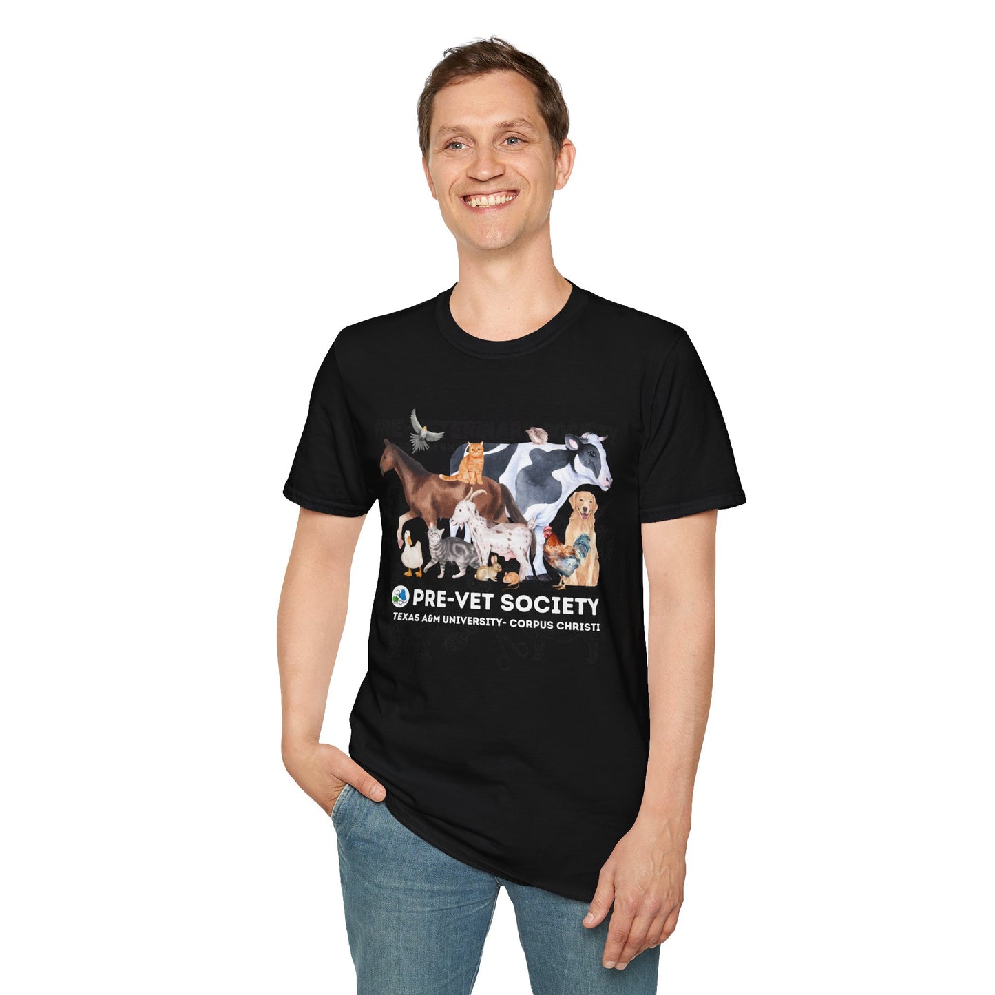 Pre-Vet Society Watercolor Animals Design Gildan Softstyle T-Shirt Unisex