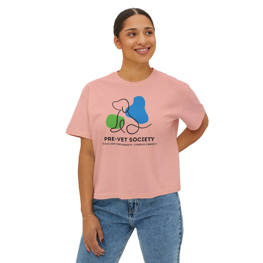 Pre-Vet Society Logo Comfort Colors Women's Crop Boxy Tee