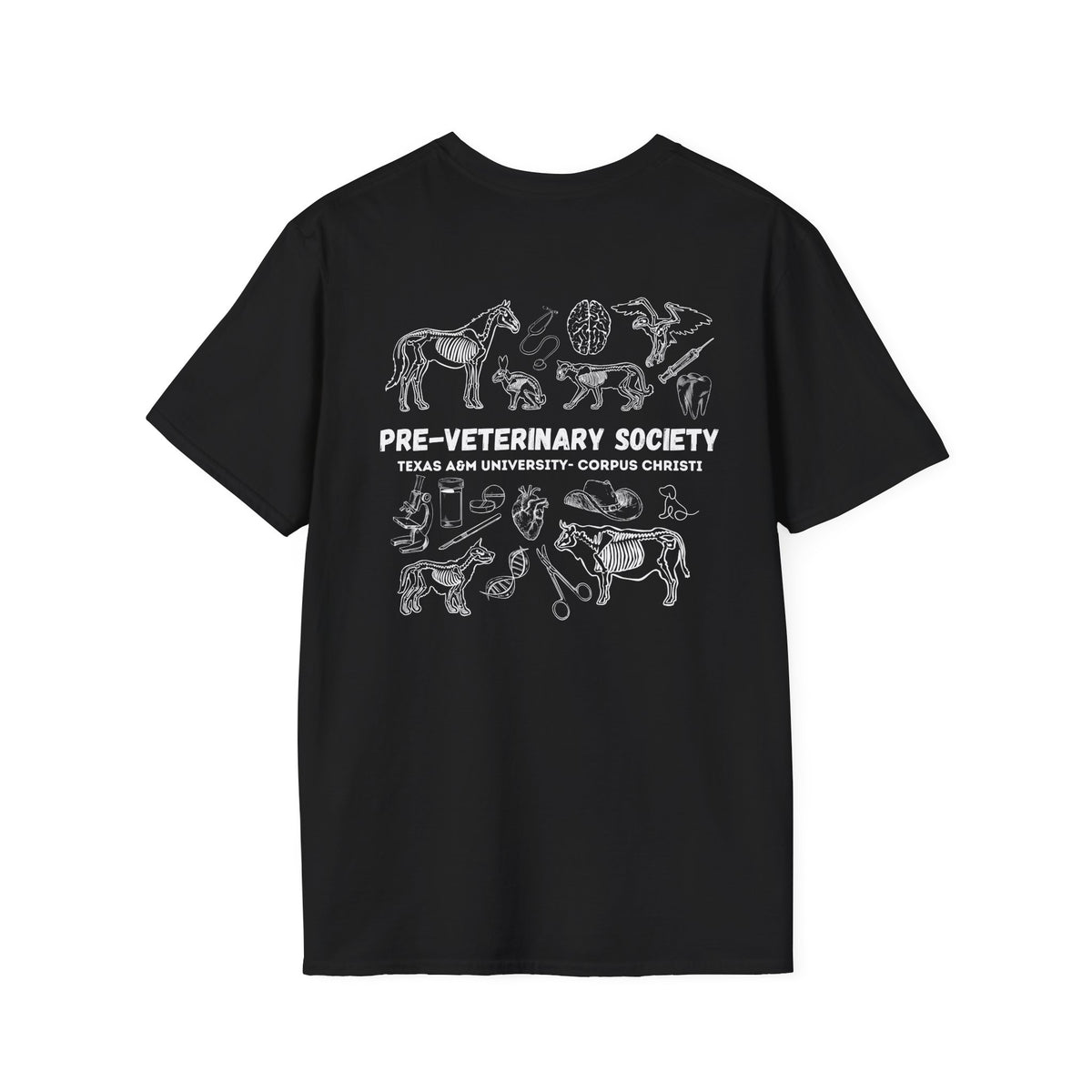 Pre-Vet Society Logo Front, Animal Anatomy Back, Gildan Softstyle T-Shirt Unisex