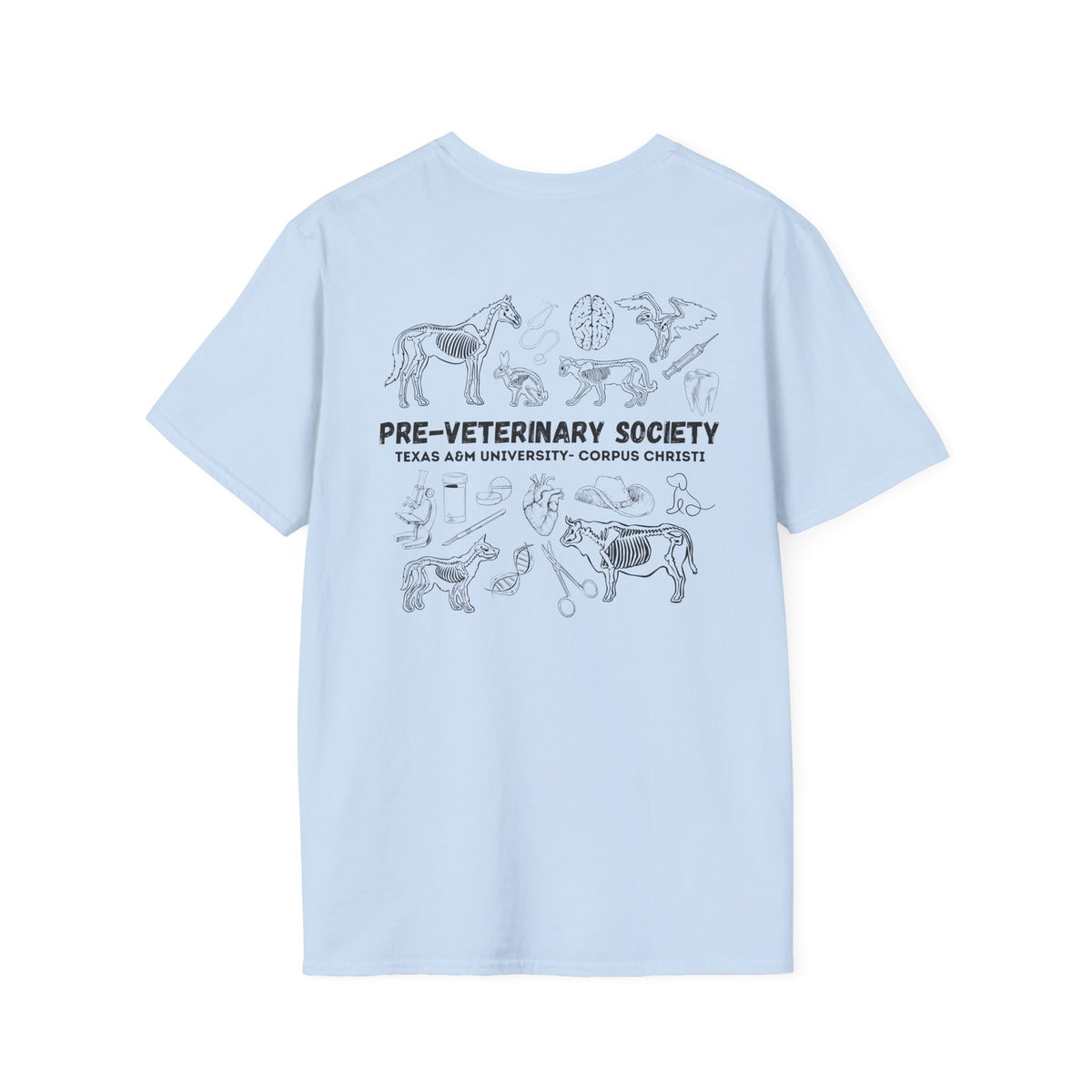 Pre-Vet Society Logo Front, Animal Anatomy Back, Gildan Softstyle T-Shirt Unisex