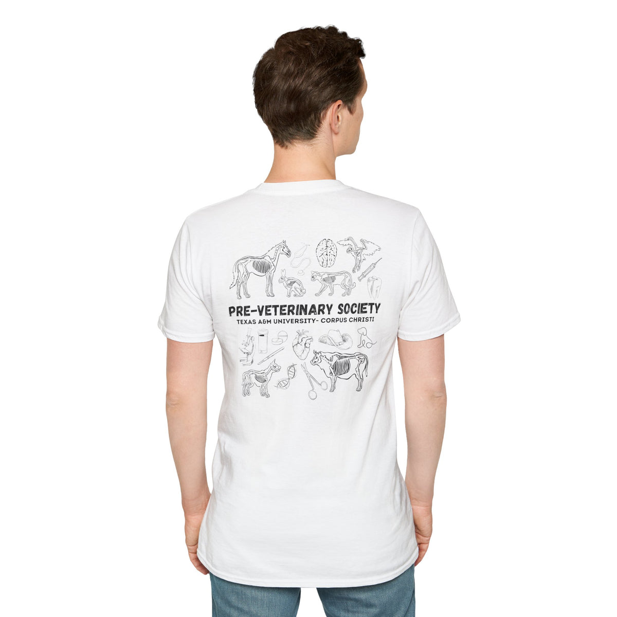 Pre-Vet Society Logo Front, Animal Anatomy Back, Gildan Softstyle T-Shirt Unisex