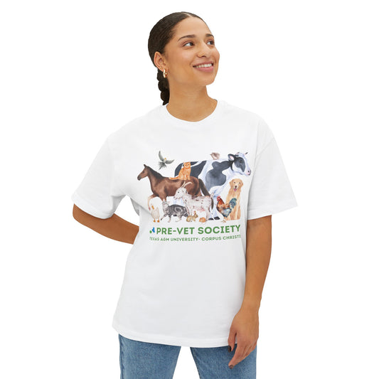 Pre-Vet Society Watercolor Animals Bella Canvas Oversized Boxy Tee Unisex