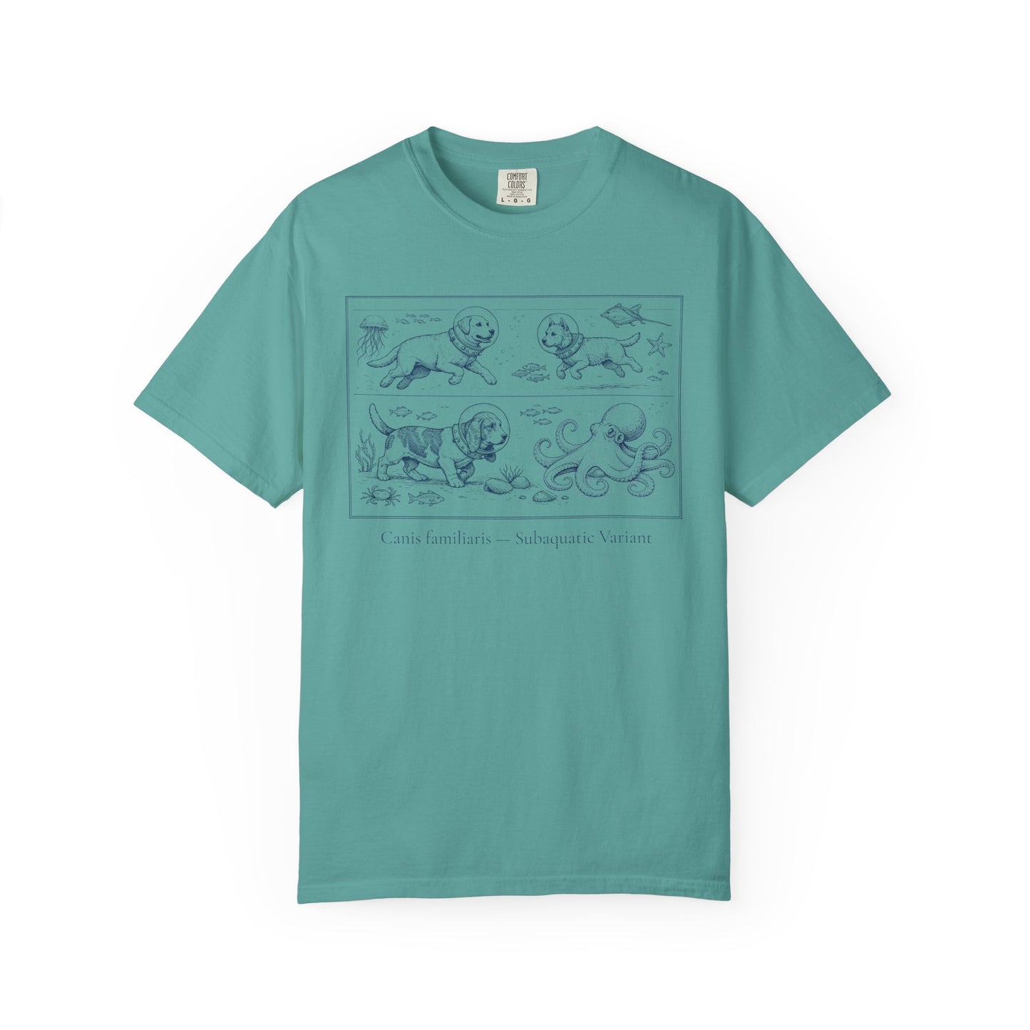 Nautical Animal Sketch Tee — Scuba Diving Dogs, Octopus & Sea Life Illustration T-Shirt