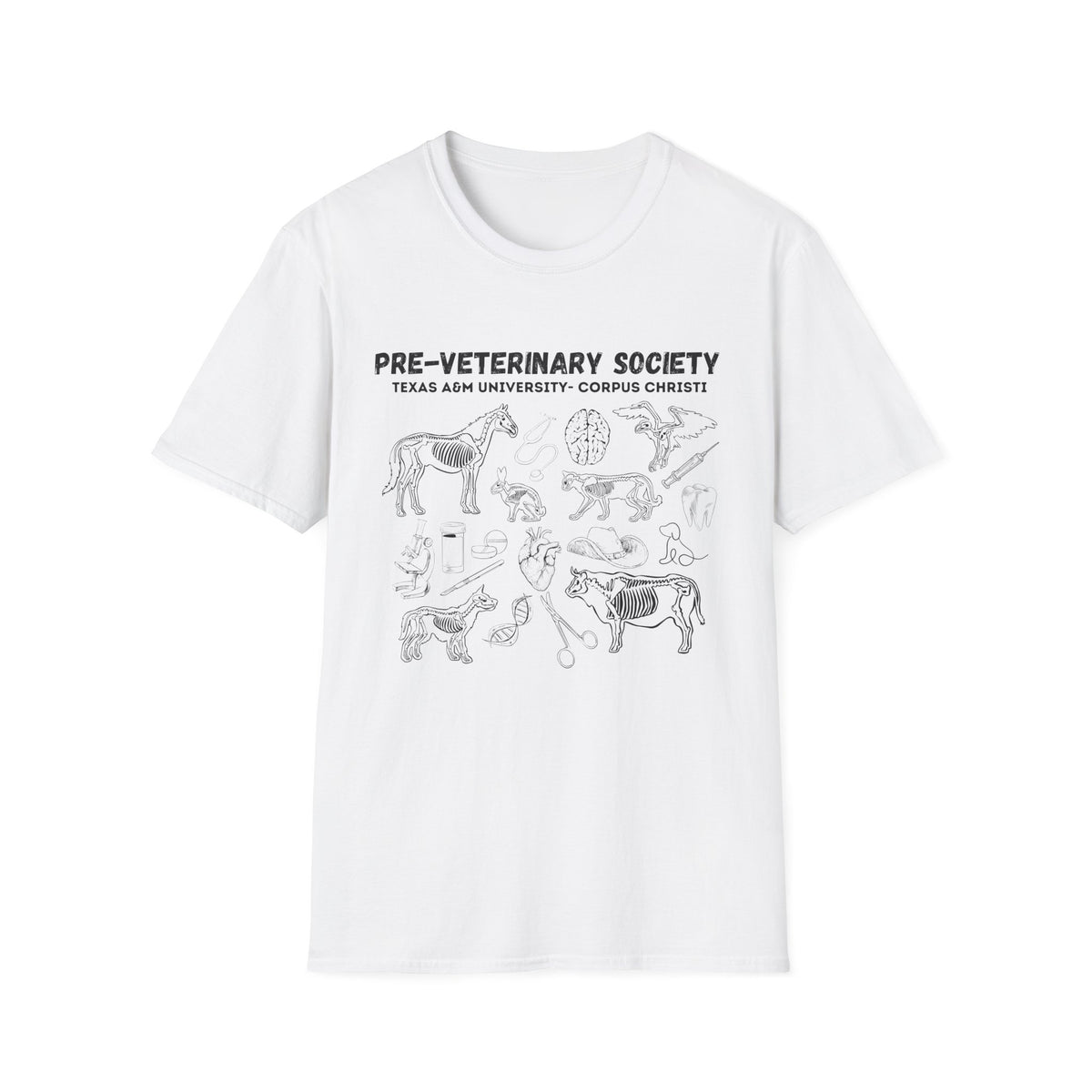 Pre-Vet Society Animal Anatomy Design Gildan Softstyle T-Shirt Unisex