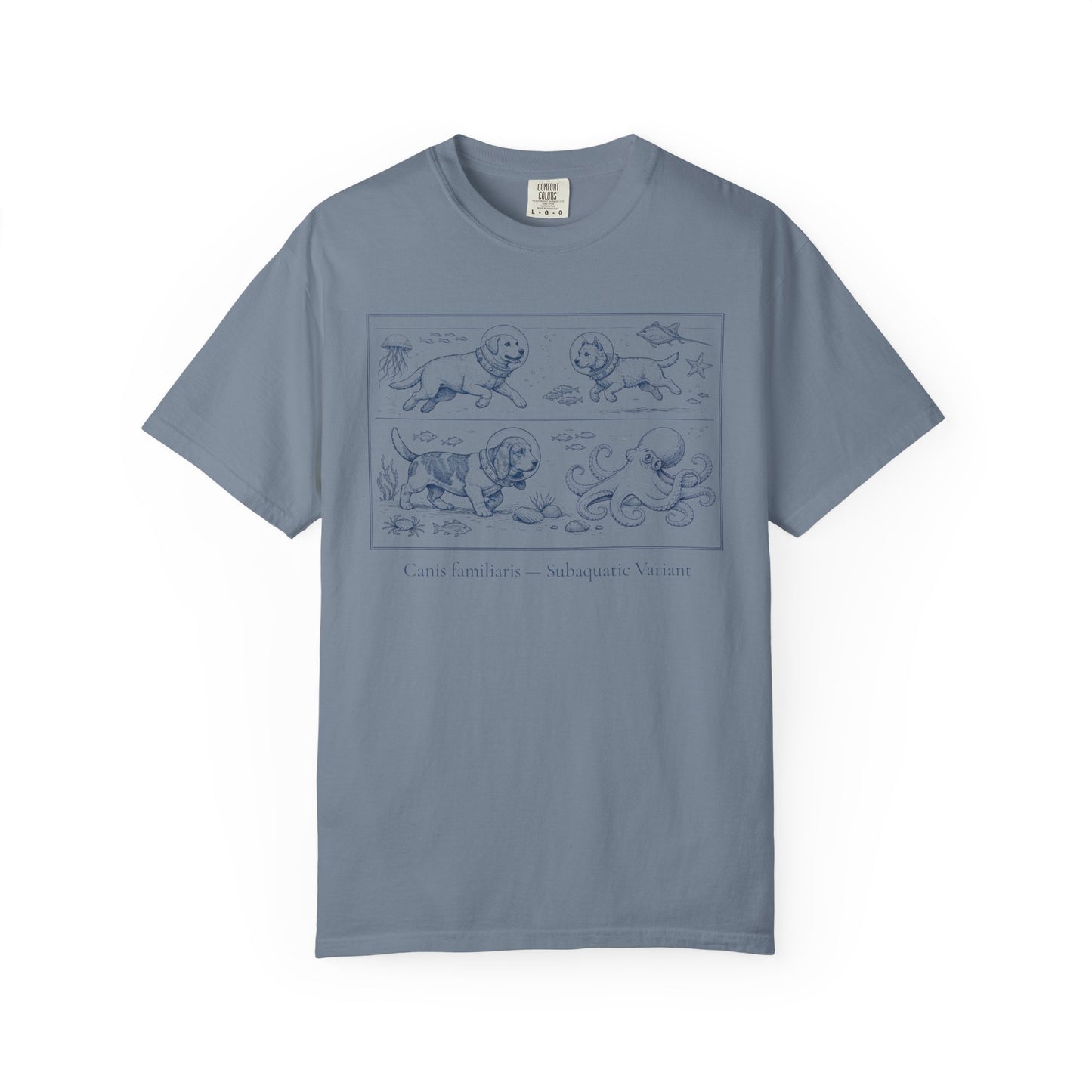 Nautical Animal Sketch Tee — Scuba Diving Dogs, Octopus & Sea Life Illustration T-Shirt