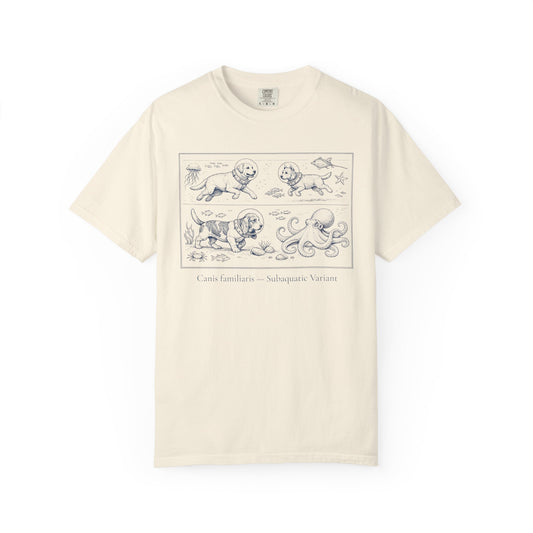 Nautical Animal Sketch Tee — Scuba Diving Dogs, Octopus & Sea Life Illustration T-Shirt