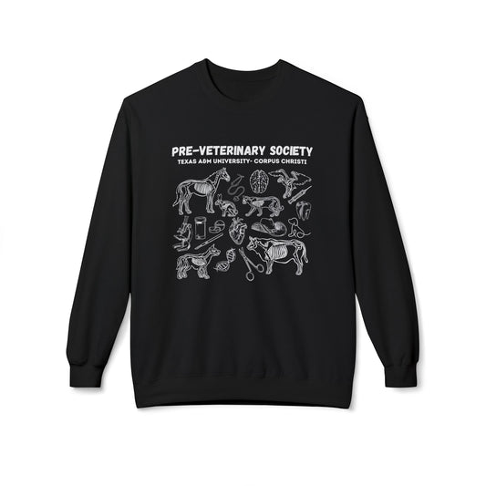 Pre-Vet Society Animal Anatomy Gildan Midweight Softstyle Fleece Crewneck Sweatshirt Unisex