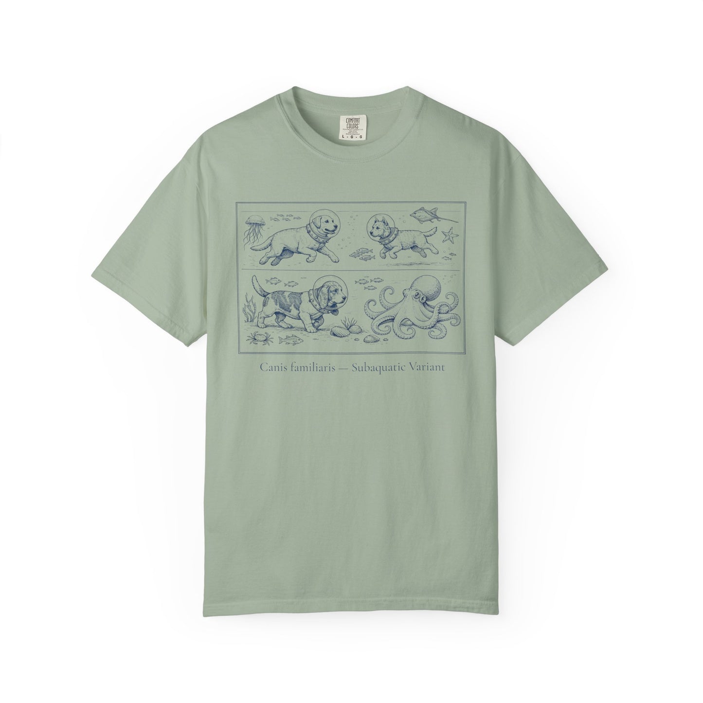 Nautical Animal Sketch Tee — Scuba Diving Dogs, Octopus & Sea Life Illustration T-Shirt